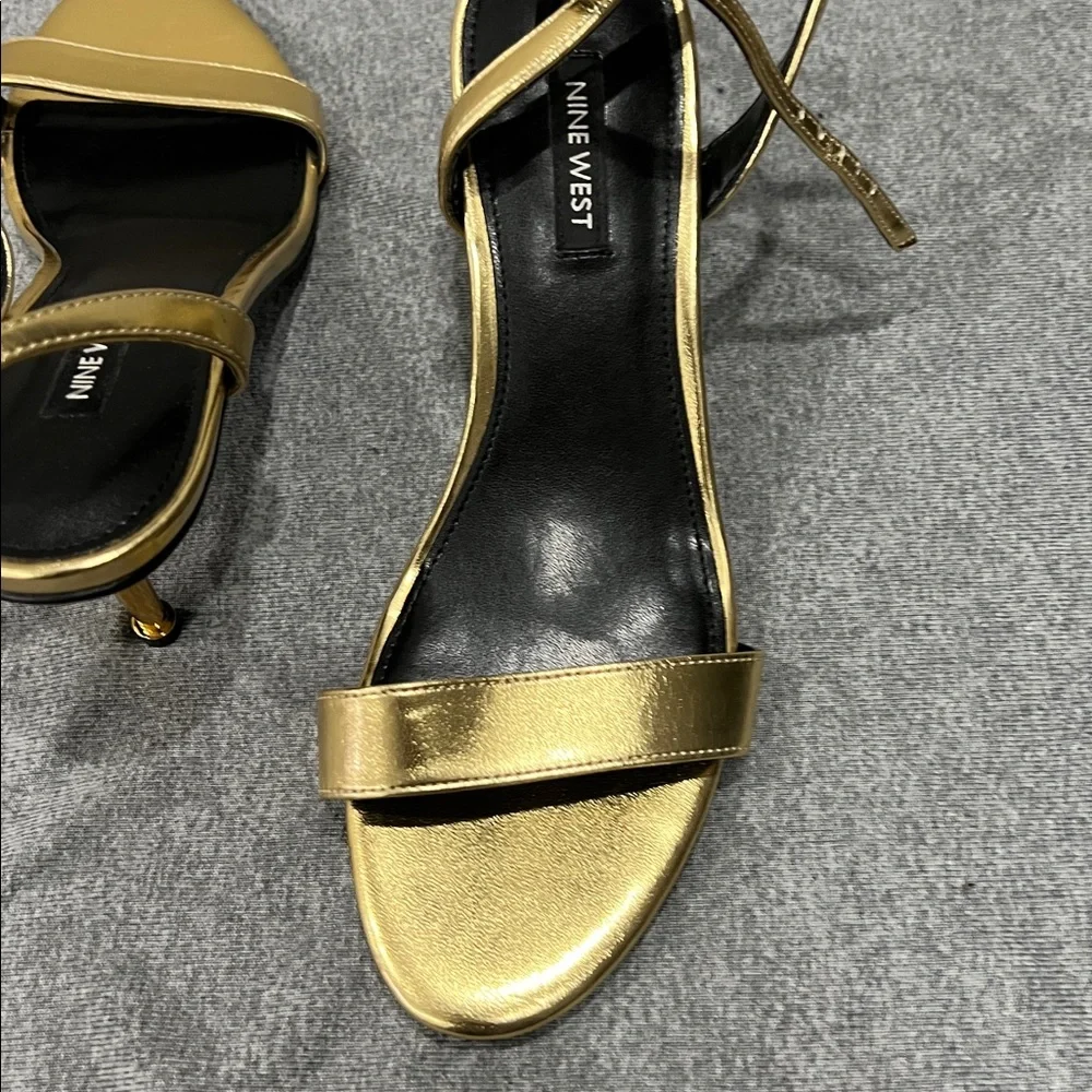 Nine West Metallic Gold Strappy Heels - Picture 3 of 4